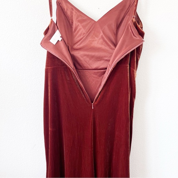Revelry Sky Velvet Bridesmaid Maxi Dress in Terracotta - Picture 6 of 11